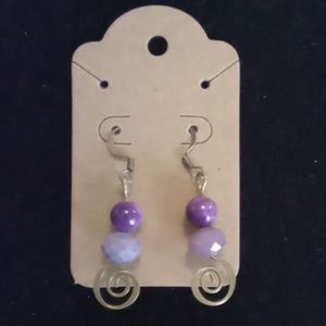 Purple Amethyst & Brass Earrings. Nwot